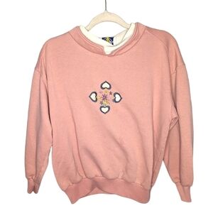 Vintage Grandmacore cottage floral heart layered sweater size woman's Medium